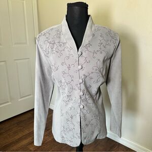 R&K Vintage Blazer with Floral Pattern and Stand-Up Collar